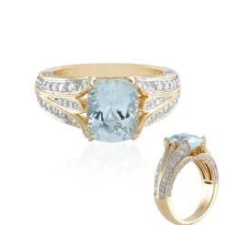 AAA-Brasilianischer Aquamarin-Goldring (SUHANA)