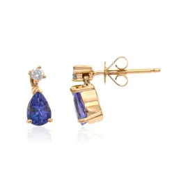 AAA-Tansanit-Goldohrringe