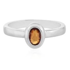 Abendroter Saphir-Silberring