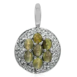 Alexandrit-Katzenauge-Silberanhänger