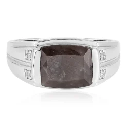 Anthrazitfarbener Saphir-Silberring