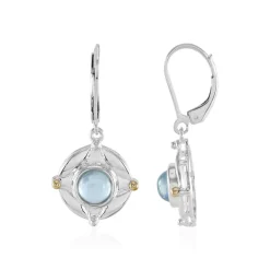 Aquamarin-Silberohrringe mit Gold (Granulieren)