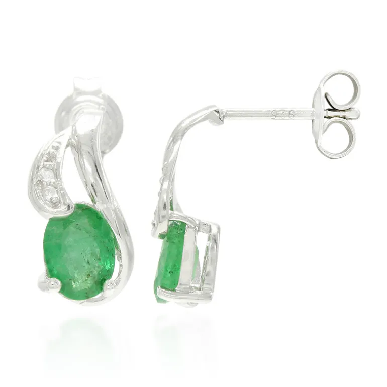 Bahia-Smaragd-Silberohrringe