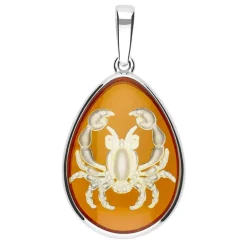 Baltischer Bernstein-Silberanhänger Krebs