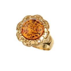 Baltischer Cognac-Bernstein-Silberring