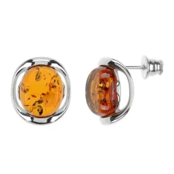 Baltischer Cognac-Bernstein-Silberohrringe