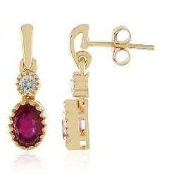 Bemainty-Rubin-Silberohrringe