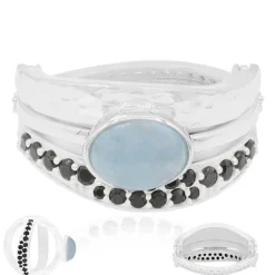 Blaue Jade-Silberring