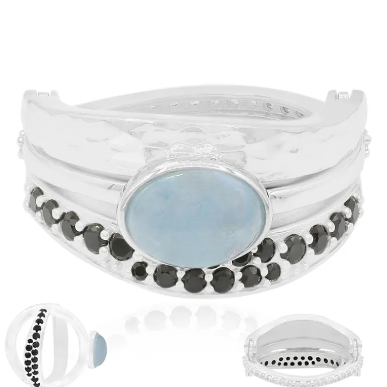 Blaue Jade-Silberring