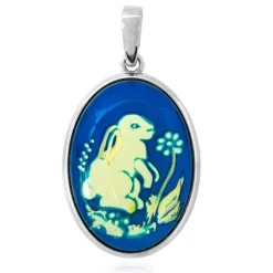 Blauer Bernstein-Silberanhänger