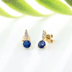Blauer Ceylon-Saphir-Goldohrringe (CIRARI)