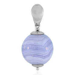 Blauer Chalzedon-Silberanhänger