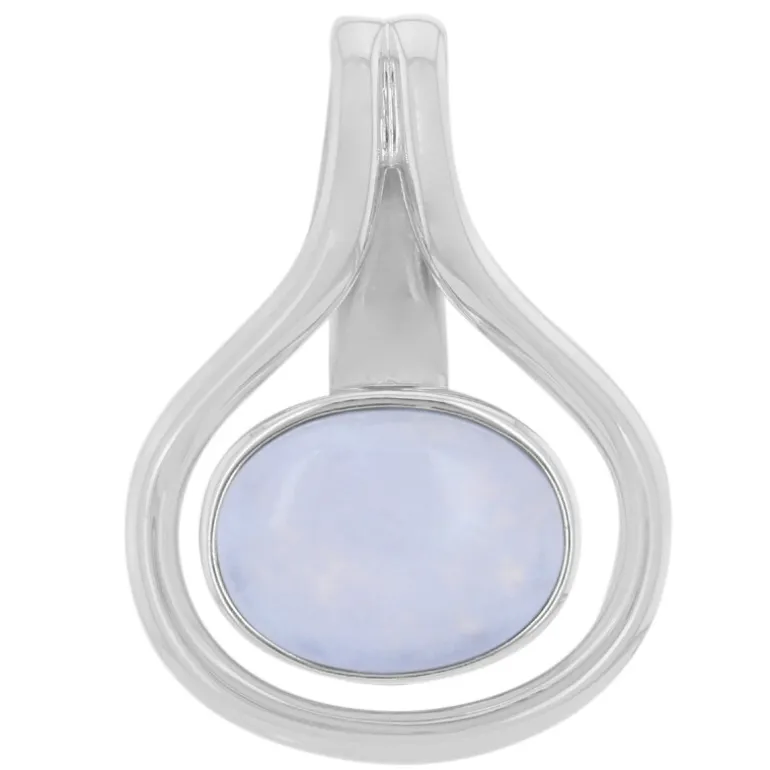 Blauer Chalzedon-Silberanhänger