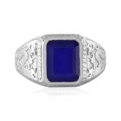 Blauer Chalzedon-Silberring