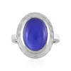 Blauer Chalzedon-Silberring