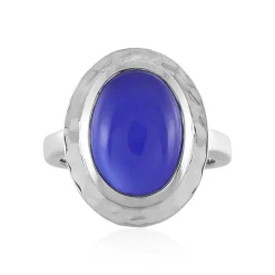 Blauer Chalzedon-Silberring