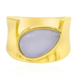 Blauer Chalzedon-Silberring