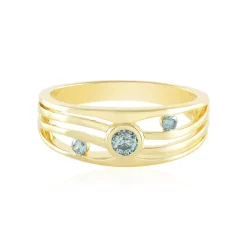 Blauer I2 Brillant-Silberring