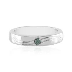 Blauer I2 Brillant-Silberring