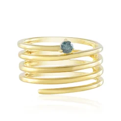 Blauer I3 Brillant-Silberring