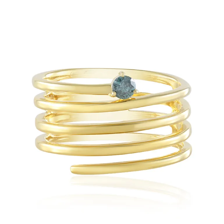 Blauer I3 Brillant-Silberring