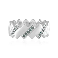 Blauer I2 Brillant-Silberring