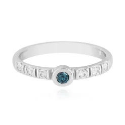 Blauer I3 Brillant-Silberring