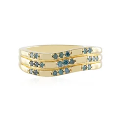 Blauer I2 Brillant-Silberring