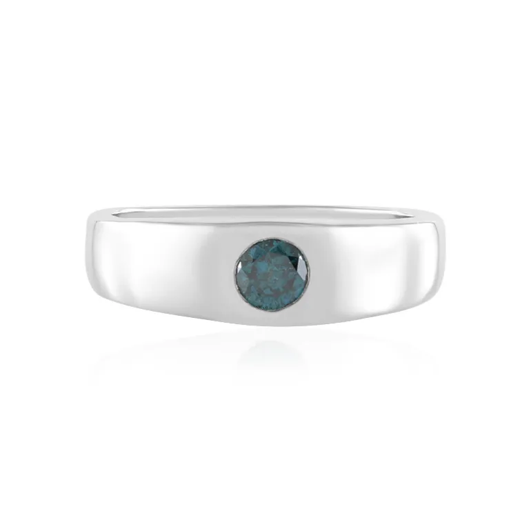 Blauer I2 Diamant-Silberring