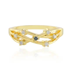 Blauer I3 Diamant-Silberring