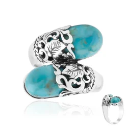 Blauer Kingman Mohave-Türkis-Silberring