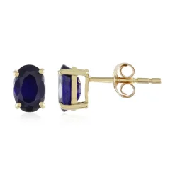 Blauer Madagaskar-Saphir-Goldohrringe