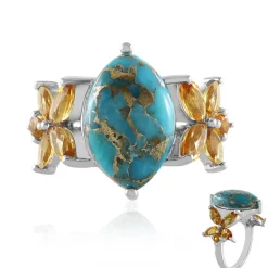 Blauer Mohave-Kupfer-Türkis-Silberring (Faszination Türkis)