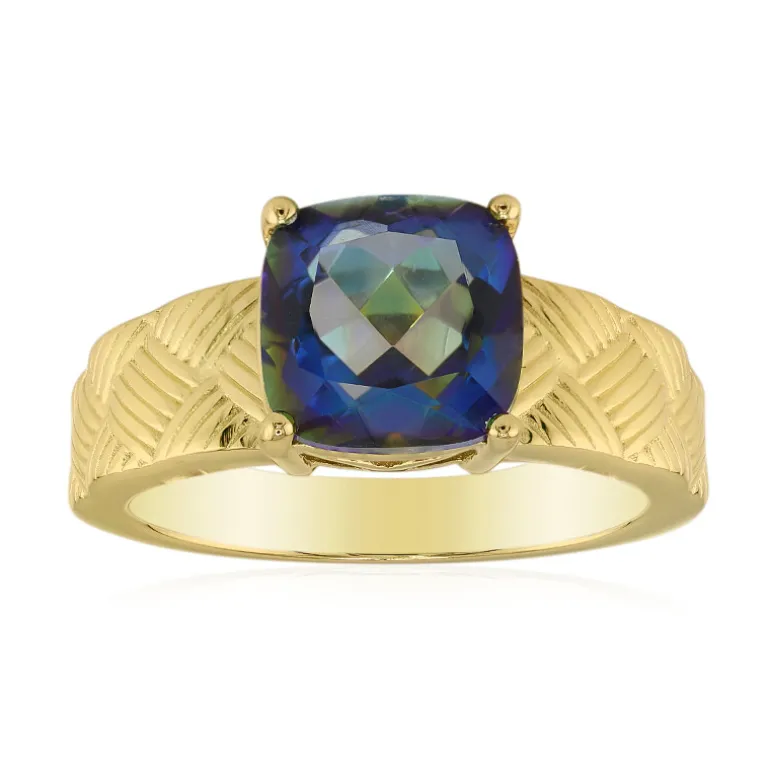 Blauer Mystik-Quarz-Silberring