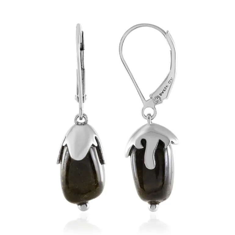 Brasilianischer Grüner Turmalin-Silberohrringe