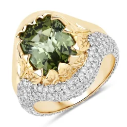 Brasilianischer Grüner Turmalin-Goldring (SUHANA)