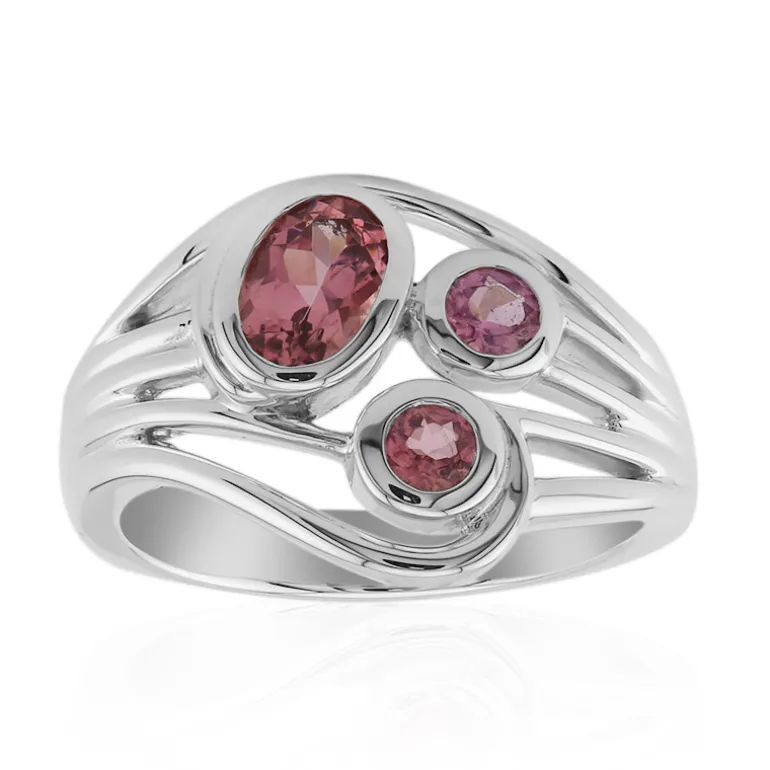 Brasilianischer Pinkfarbener Turmalin-Silberring (Pallanova)