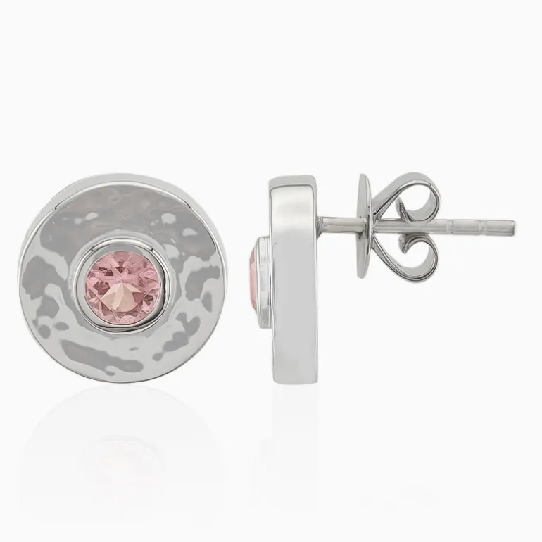 Brasilianischer Pinkfarbener Turmalin-Silberohrringe (Pallanova)