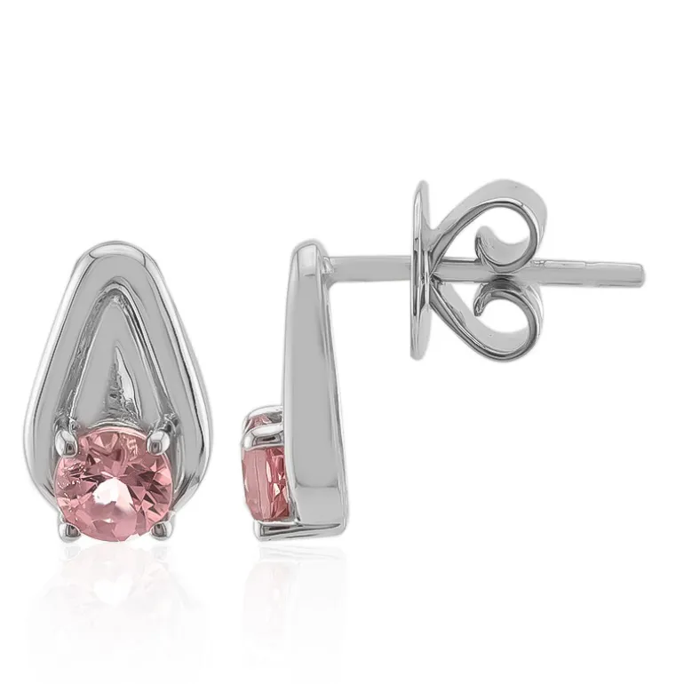 Brasilianischer Pinkfarbener Turmalin-Silberohrringe (Pallanova)
