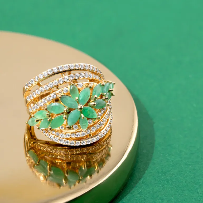 Brasilianischer Smaragd-Silberring