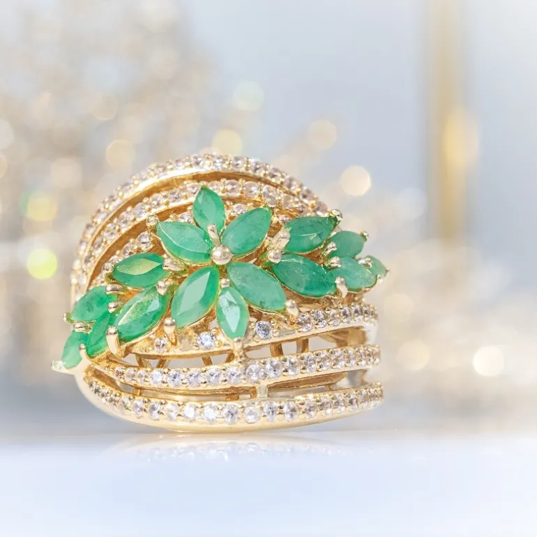 Brasilianischer Smaragd-Silberring