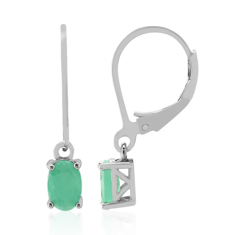 Brasilianischer Smaragd-Silberohrringe