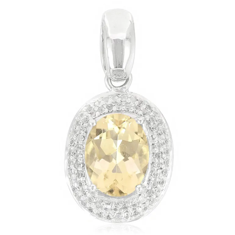 Champagner-Quarz-Silberanhänger