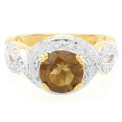 Cognac-Quarz-Silberring