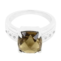 Cognac-Quarz-Silberring