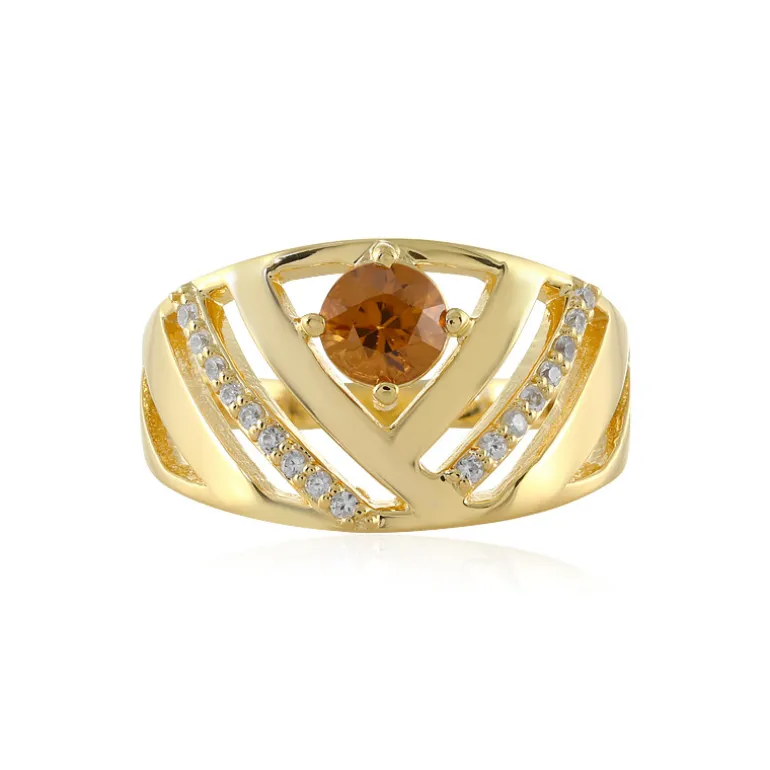 Cognac-Zirkon-Silberring