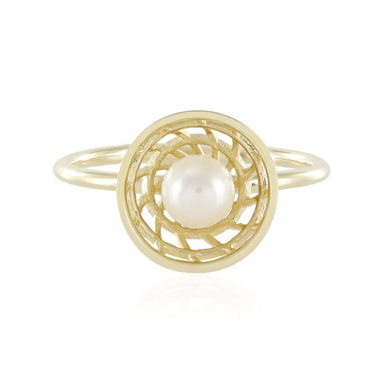 Cremefarbene Süßwasserzuchtperlen-Goldring (Ornaments by de Melo)