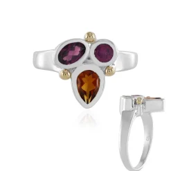 Edelstein-Silberring mit Gold (Granulieren)