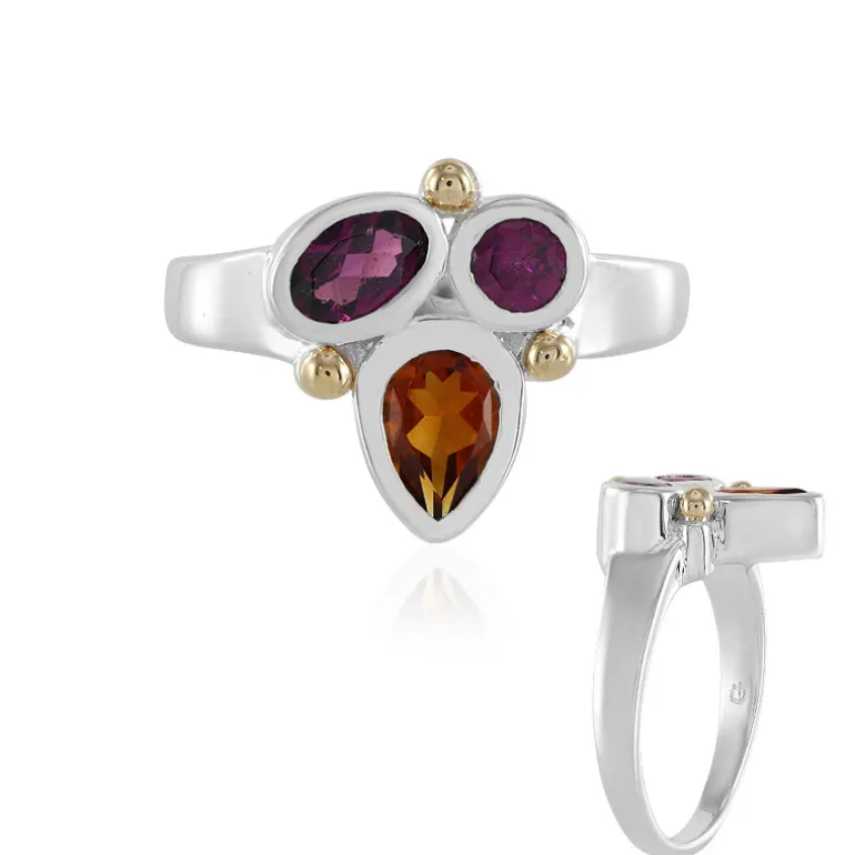 Edelstein-Silberring mit Gold (Granulieren)