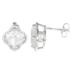 Eismond-Quarz-Silberohrringe